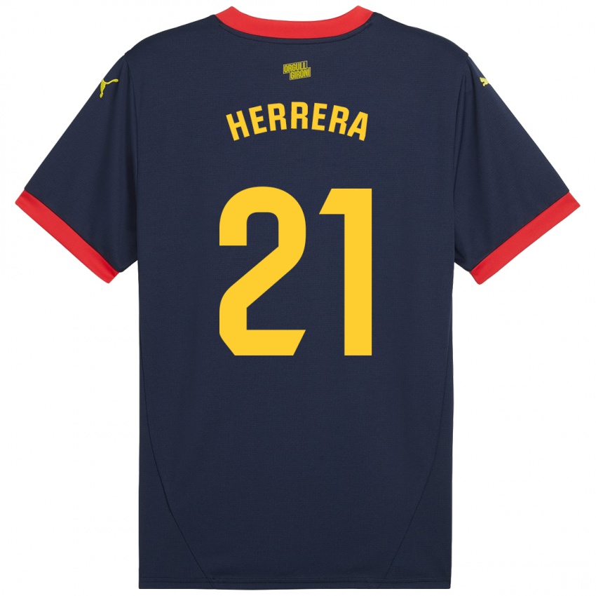 Niño Camiseta Yangel Herrera #21 Azul Marino Rojo 2ª Equipación 2024/25 La Camisa México