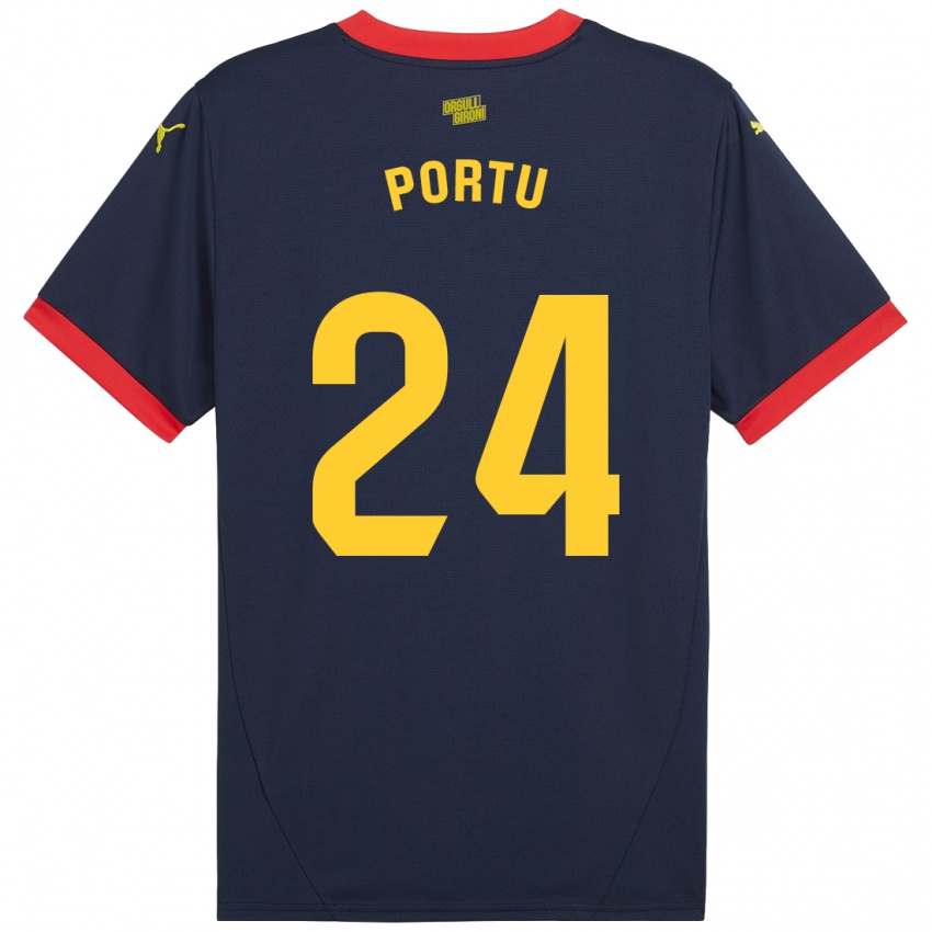 Niño Camiseta Portu #24 Azul Marino Rojo 2ª Equipación 2024/25 La Camisa México