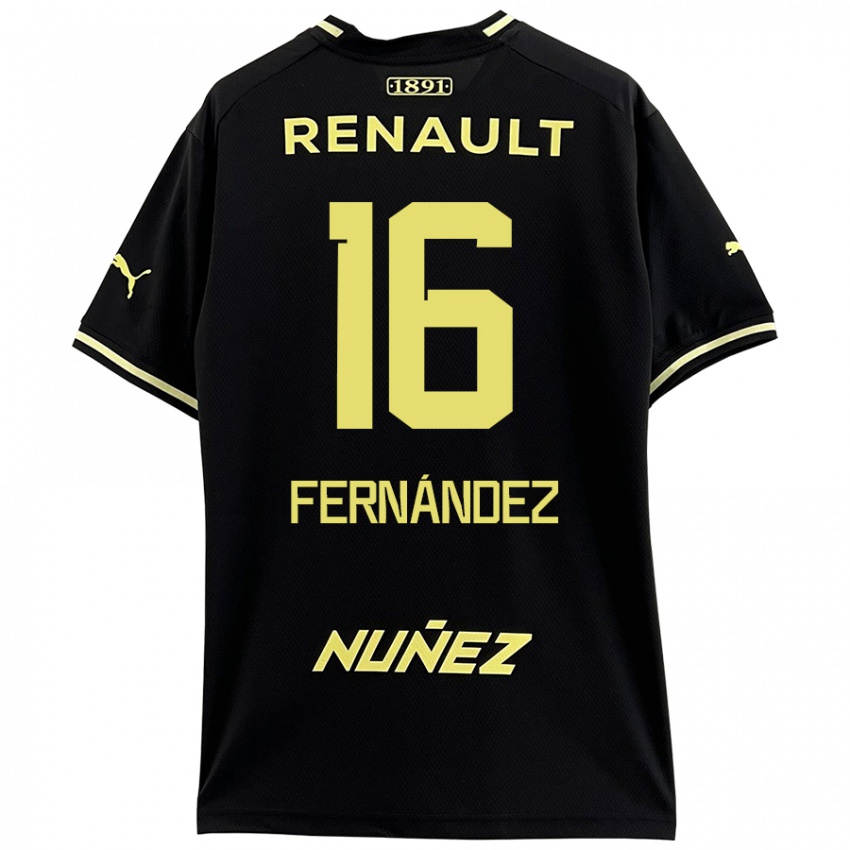 Niño Camiseta Adrián Fernández #16 Negro Amarillo 2ª Equipación 2024/25 La Camisa México