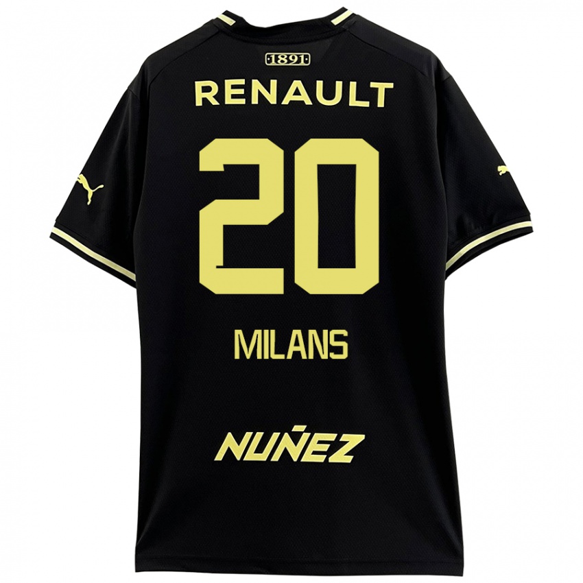 Niño Camiseta Pedro Milans #20 Negro Amarillo 2ª Equipación 2024/25 La Camisa México