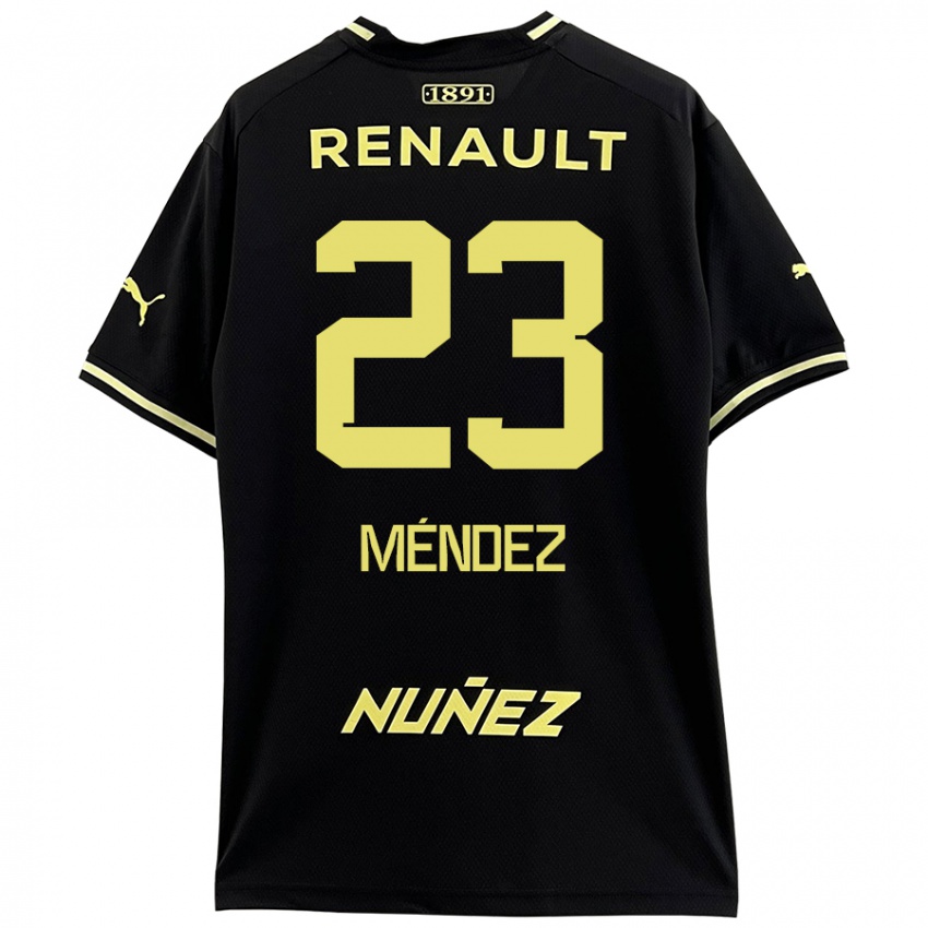 Niño Camiseta Javier Méndez #23 Negro Amarillo 2ª Equipación 2024/25 La Camisa México