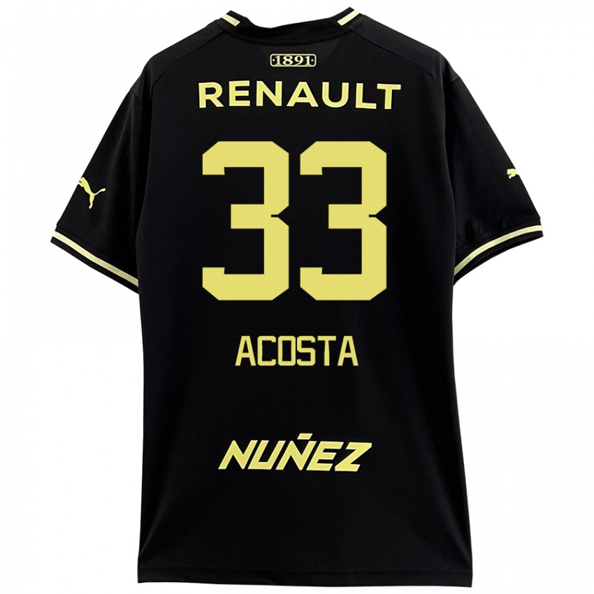 Niño Camiseta Nahuel Acosta #33 Negro Amarillo 2ª Equipación 2024/25 La Camisa México