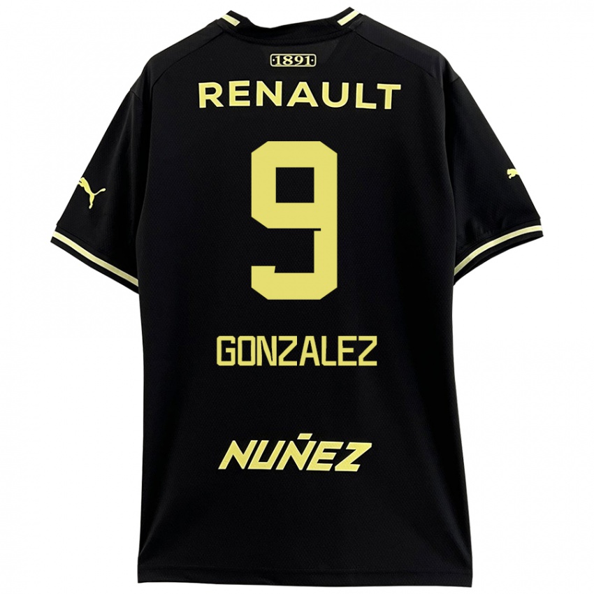 Niño Camiseta Franco González #9 Negro Amarillo 2ª Equipación 2024/25 La Camisa México