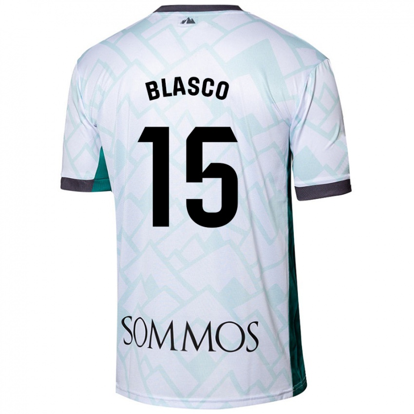 Niño Camiseta Jérémy Blasco #15 Blanco Verde 2ª Equipación 2024/25 La Camisa México