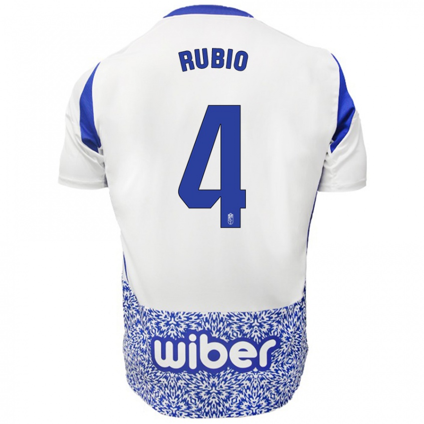 Niño Camiseta Miguel Rubio #4 Blanco Azul 2ª Equipación 2024/25 La Camisa México