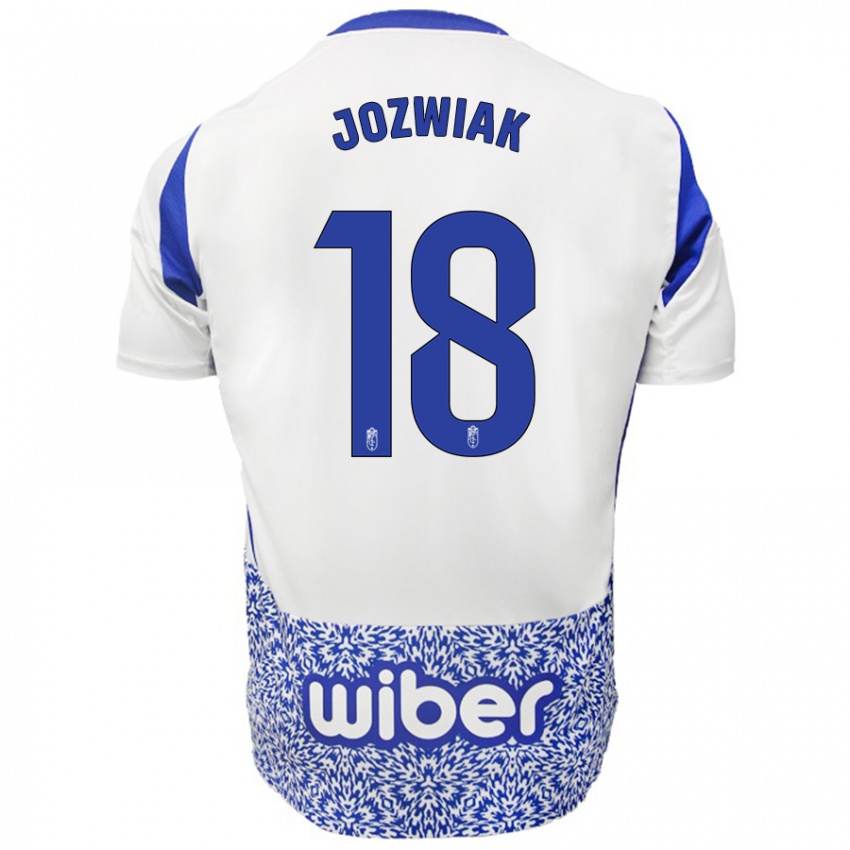 Niño Camiseta Kamil Józwiak #18 Blanco Azul 2ª Equipación 2024/25 La Camisa México