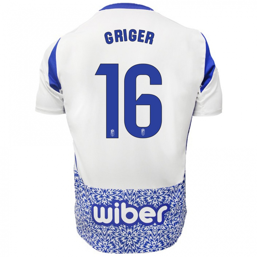 Niño Camiseta Adam Griger #16 Blanco Azul 2ª Equipación 2024/25 La Camisa México