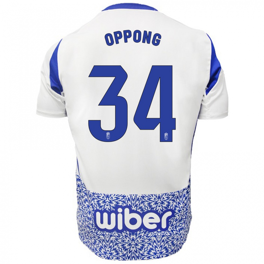 Niño Camiseta Oscar Naasei Oppong #34 Blanco Azul 2ª Equipación 2024/25 La Camisa México