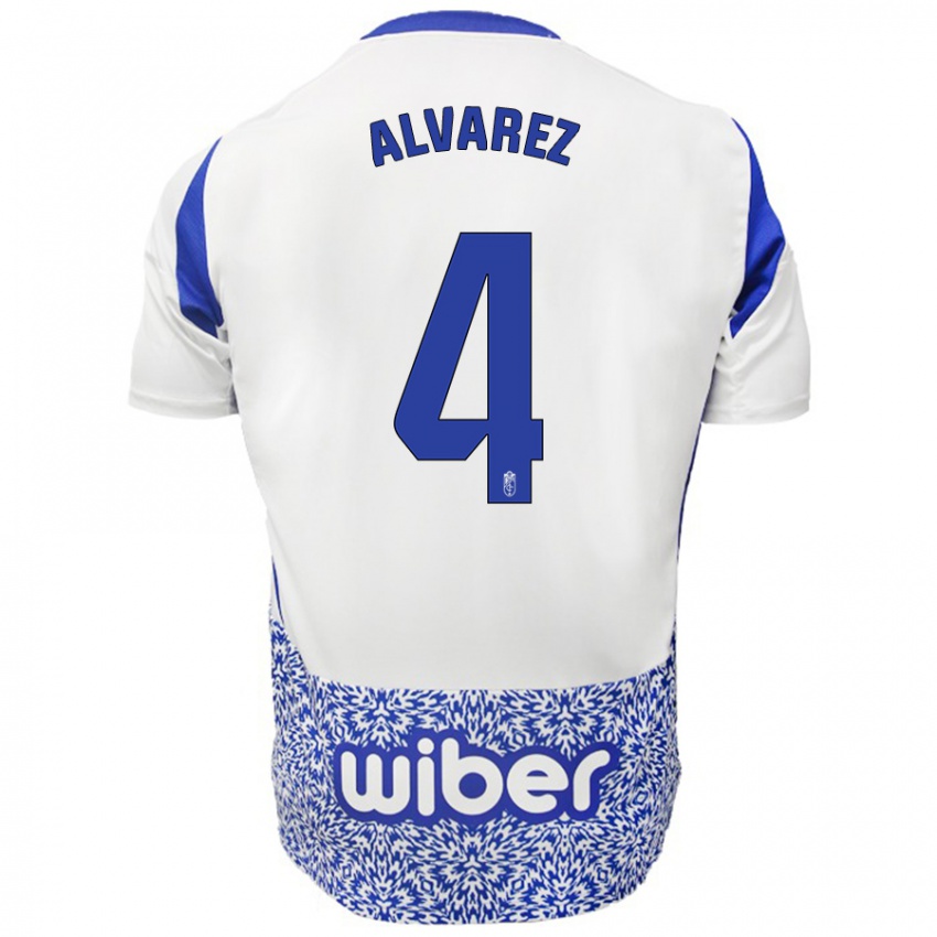 Niño Camiseta Isabel Álvarez #4 Blanco Azul 2ª Equipación 2024/25 La Camisa México