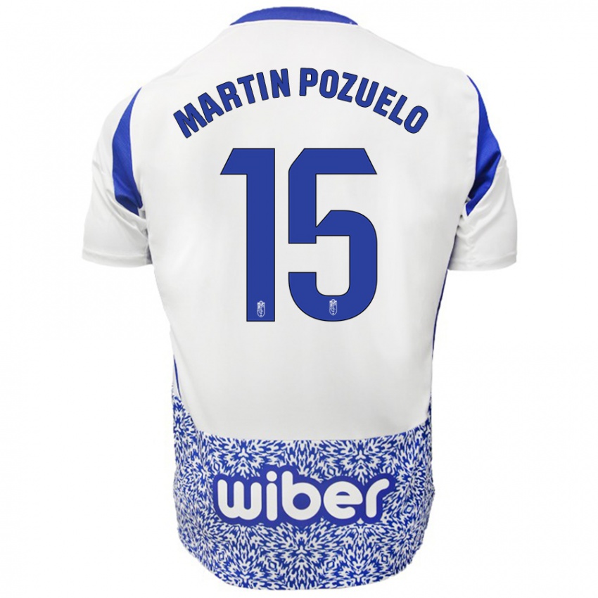 Niño Camiseta Esther Martin-Pozuelo #15 Blanco Azul 2ª Equipación 2024/25 La Camisa México