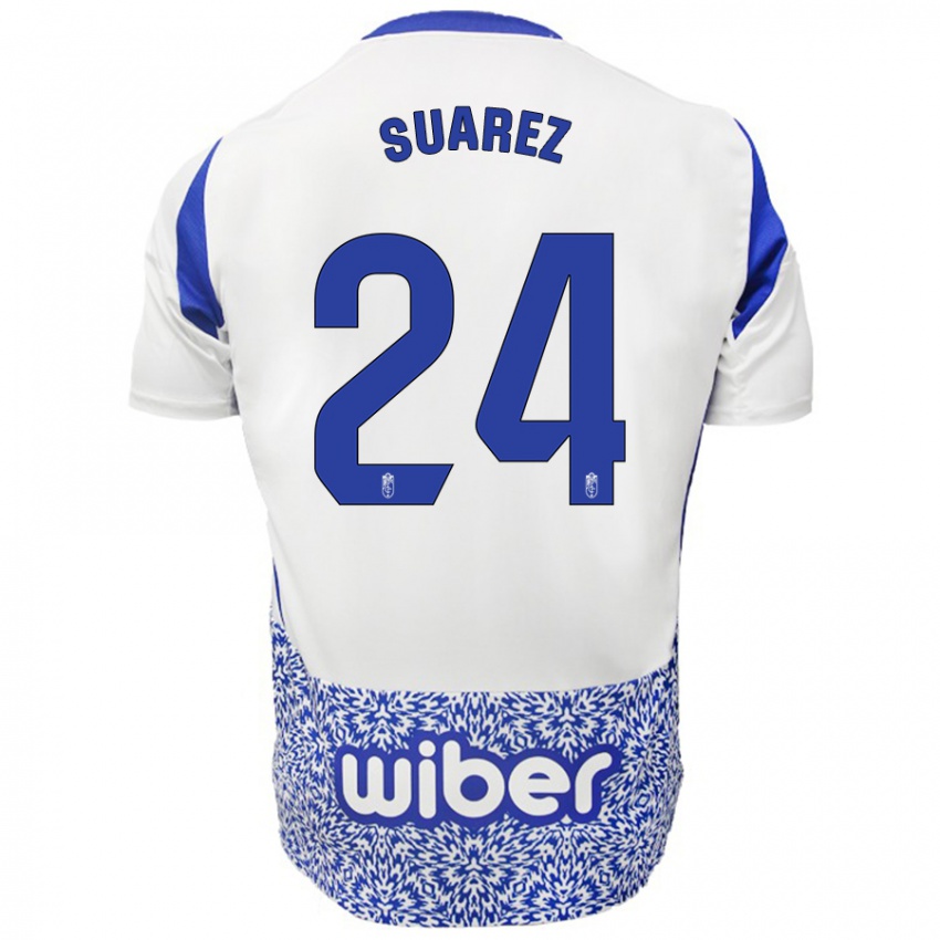 Niño Camiseta Carlota Suárez #24 Blanco Azul 2ª Equipación 2024/25 La Camisa México