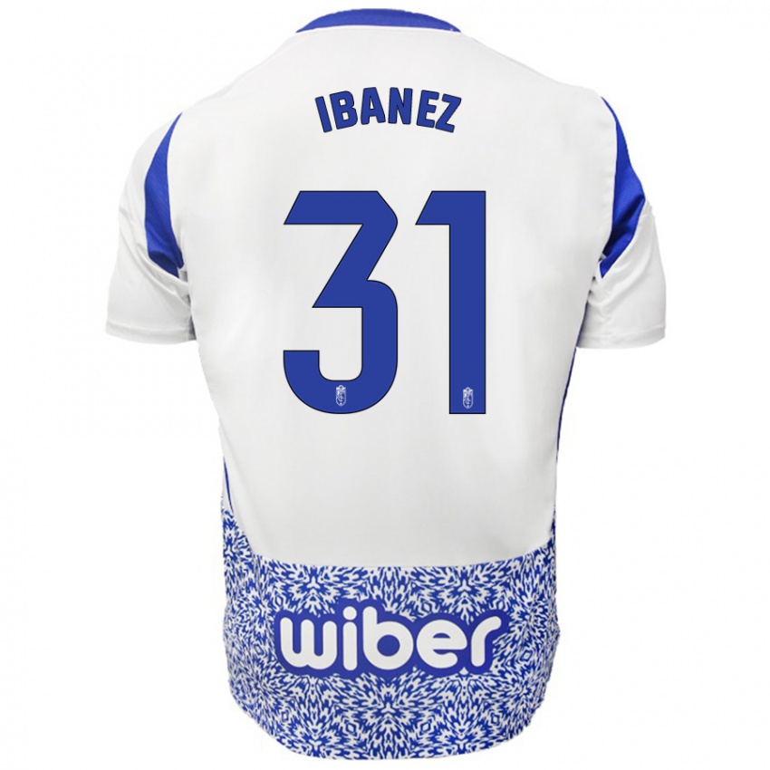 Niño Camiseta Alba Ibáñez #31 Blanco Azul 2ª Equipación 2024/25 La Camisa México