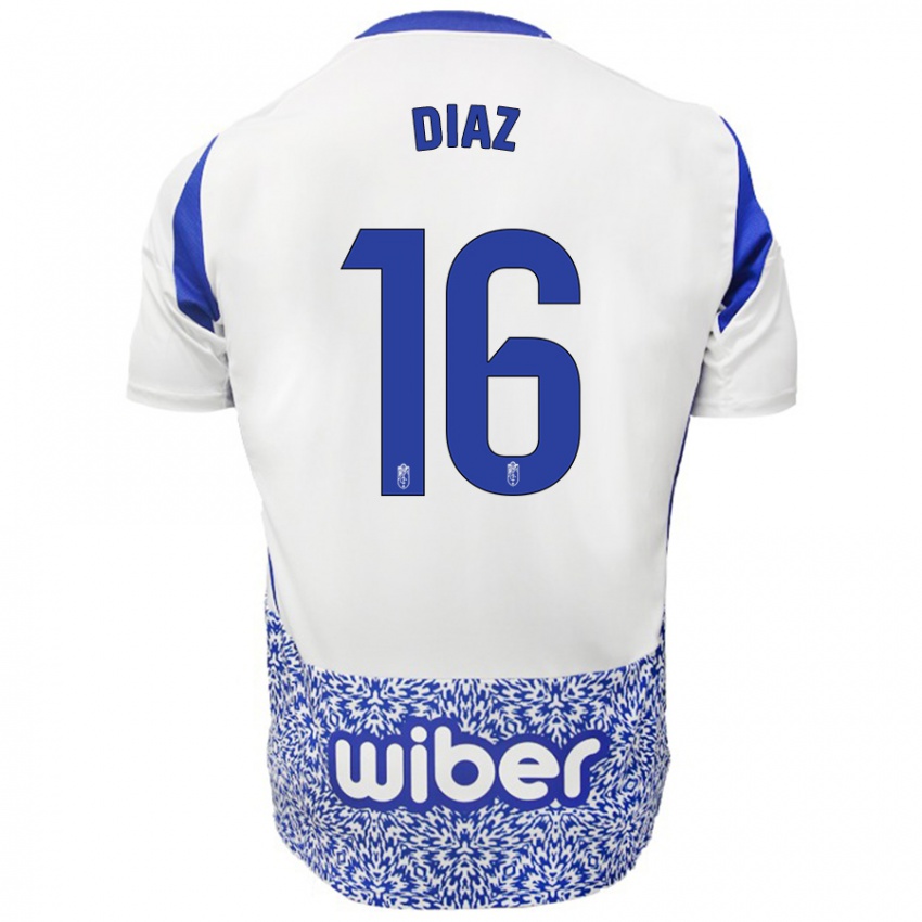 Niño Camiseta Víctor Díaz #16 Blanco Azul 2ª Equipación 2024/25 La Camisa México