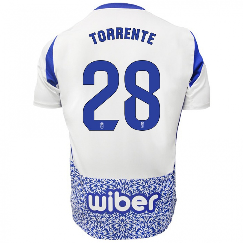 Niño Camiseta Raúl Torrente #28 Blanco Azul 2ª Equipación 2024/25 La Camisa México