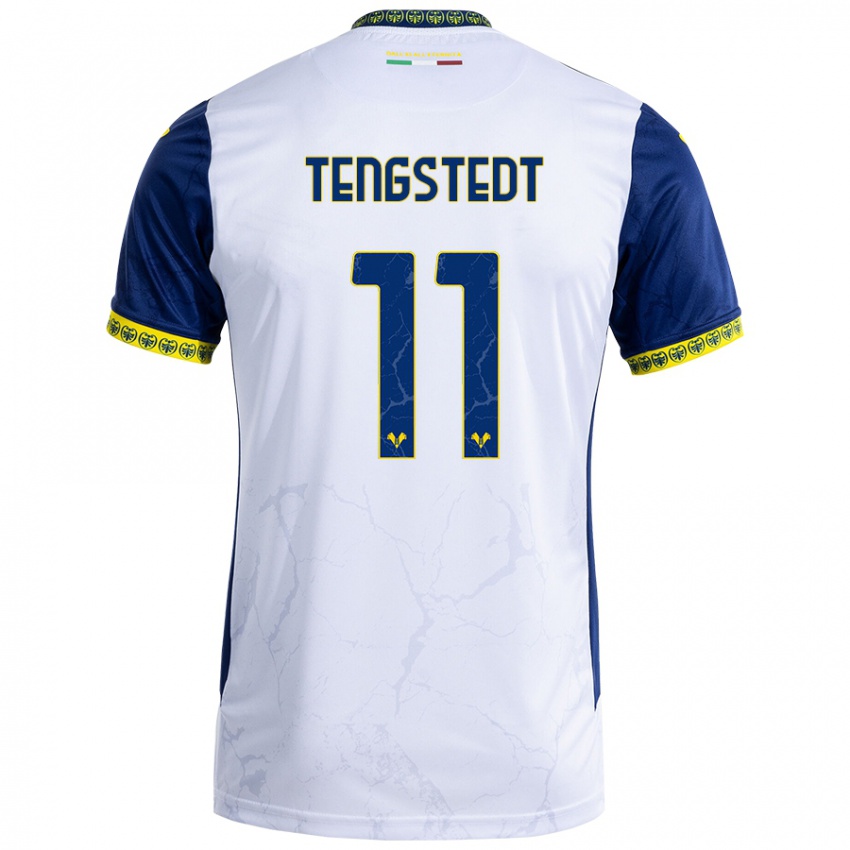 Niño Camiseta Casper Tengstedt #11 Blanco Azul 2ª Equipación 2024/25 La Camisa México