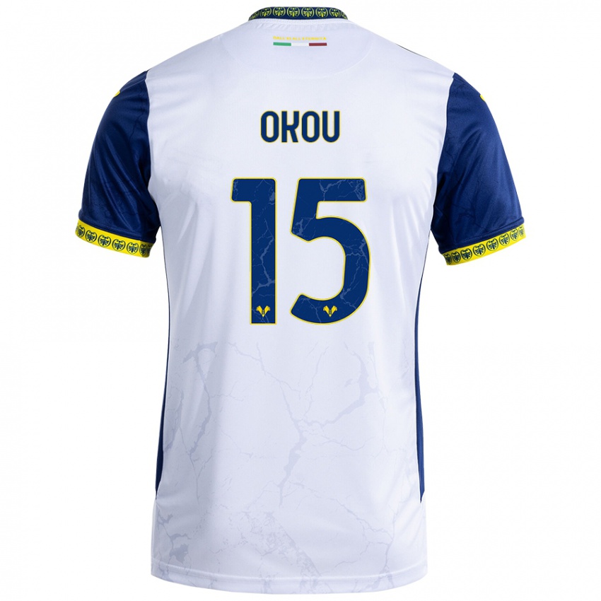 Niño Camiseta Yllan Okou #15 Blanco Azul 2ª Equipación 2024/25 La Camisa México