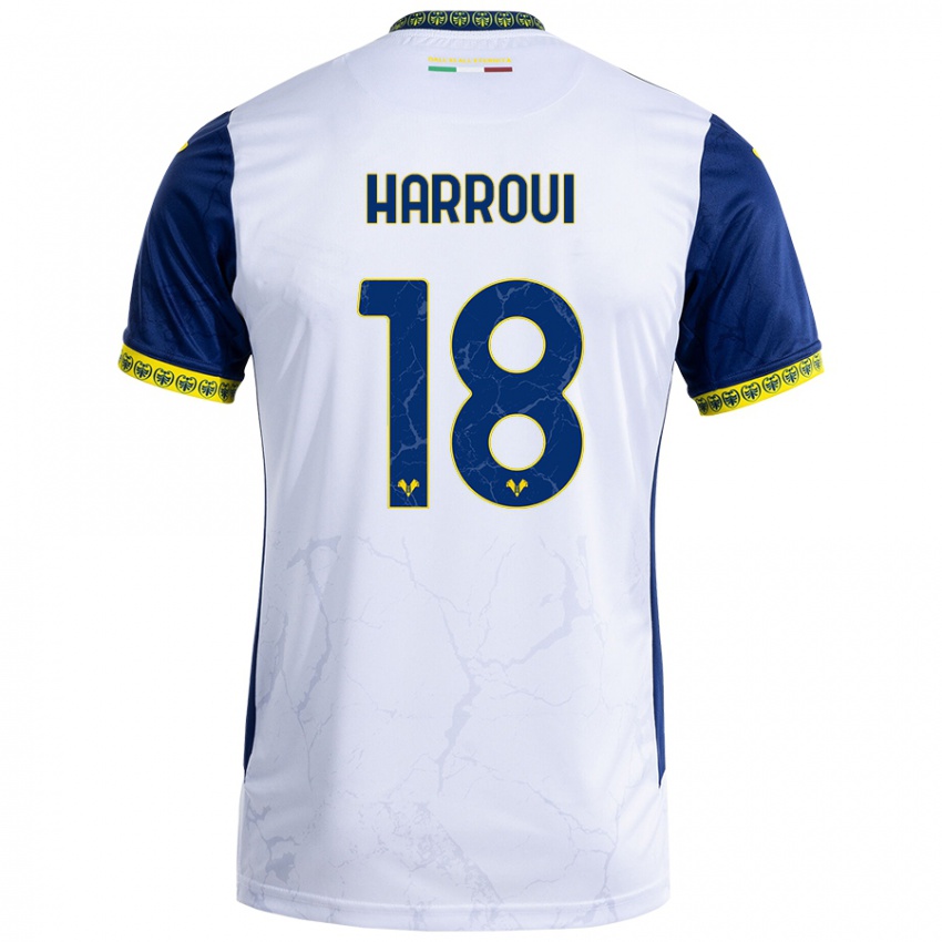 Niño Camiseta Abdou Harroui #18 Blanco Azul 2ª Equipación 2024/25 La Camisa México