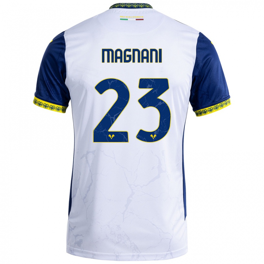 Niño Camiseta Giangiacomo Magnani #23 Blanco Azul 2ª Equipación 2024/25 La Camisa México