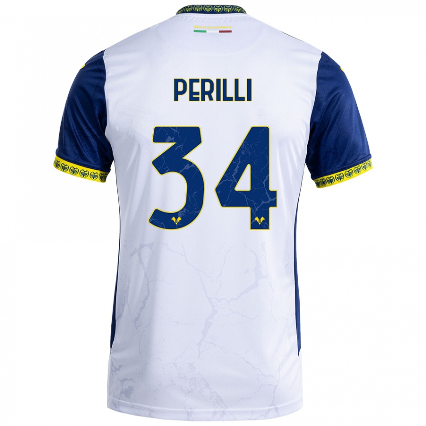 Niño Camiseta Simone Perilli #34 Blanco Azul 2ª Equipación 2024/25 La Camisa México