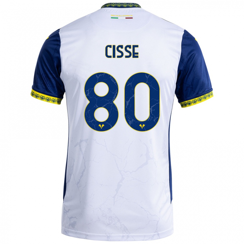 Niño Camiseta Alphadjo Cissè #80 Blanco Azul 2ª Equipación 2024/25 La Camisa México