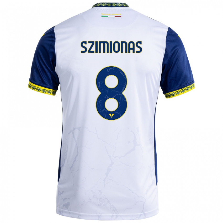 Niño Camiseta Luca Szimionas #8 Blanco Azul 2ª Equipación 2024/25 La Camisa México