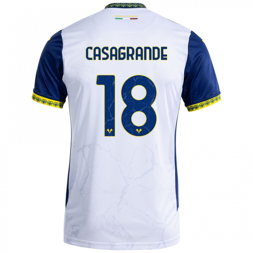 Niño Camiseta Davide Casagrande #18 Blanco Azul 2ª Equipación 2024/25 La Camisa México