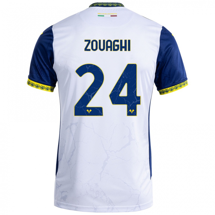 Niño Camiseta Thomas Zouaghi #24 Blanco Azul 2ª Equipación 2024/25 La Camisa México