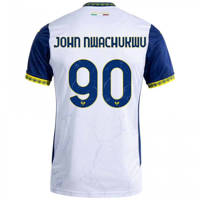 Niño Camiseta Samuel John Nwachukwu #90 Blanco Azul 2ª Equipación 2024/25 La Camisa México