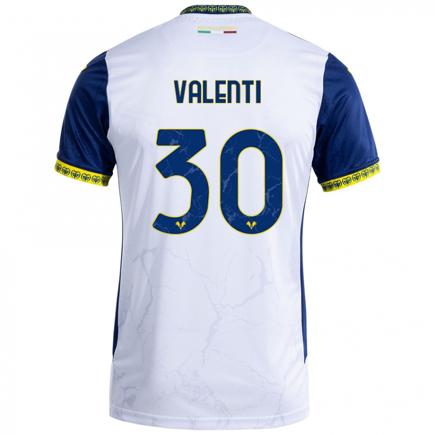 Niño Camiseta Francesco Valenti #30 Blanco Azul 2ª Equipación 2024/25 La Camisa México