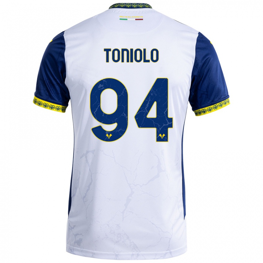 Niño Camiseta Giacomo Toniolo #94 Blanco Azul 2ª Equipación 2024/25 La Camisa México