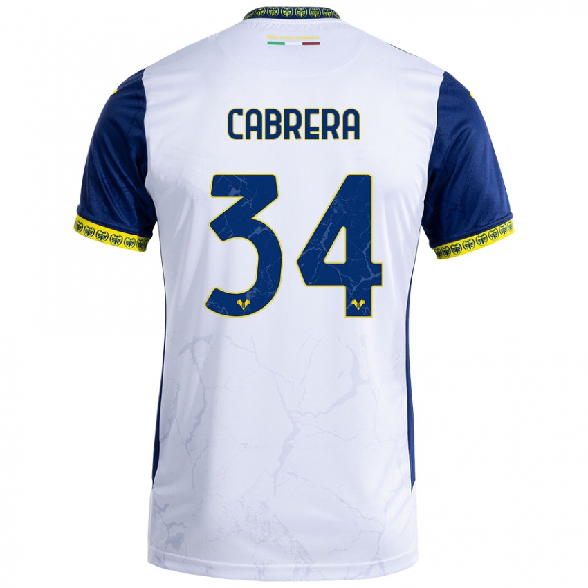 Niño Camiseta Ilena Cabrera #34 Blanco Azul 2ª Equipación 2024/25 La Camisa México