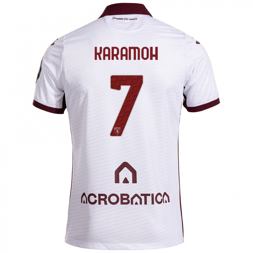 Niño Camiseta Yann Karamoh #7 Blanco Granate 2ª Equipación 2024/25 La Camisa México