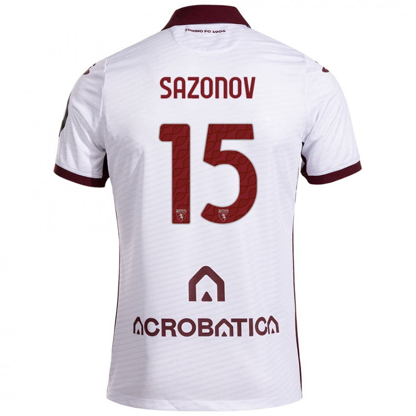 Niño Camiseta Saba Sazonov #15 Blanco Granate 2ª Equipación 2024/25 La Camisa México