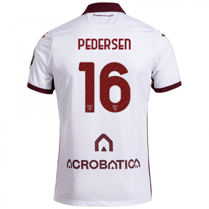 Niño Camiseta Marcus Pedersen #16 Blanco Granate 2ª Equipación 2024/25 La Camisa México