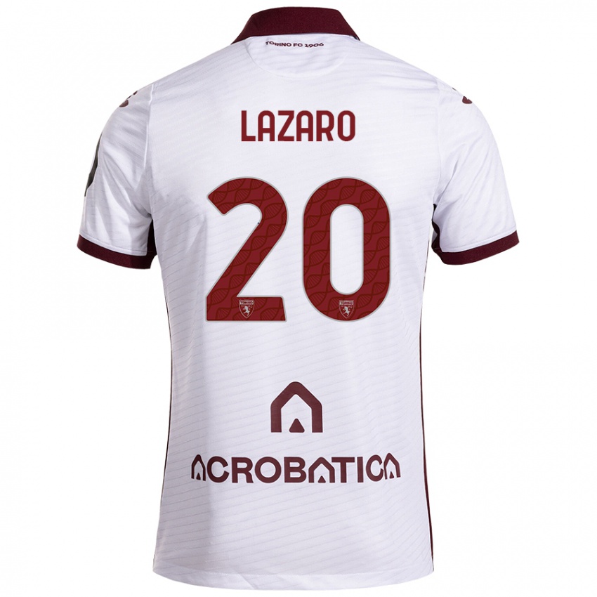 Niño Camiseta Valentino Lazaro #20 Blanco Granate 2ª Equipación 2024/25 La Camisa México