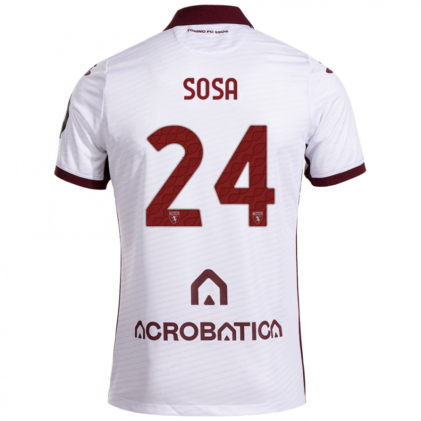 Niño Camiseta Borna Sosa #24 Blanco Granate 2ª Equipación 2024/25 La Camisa México