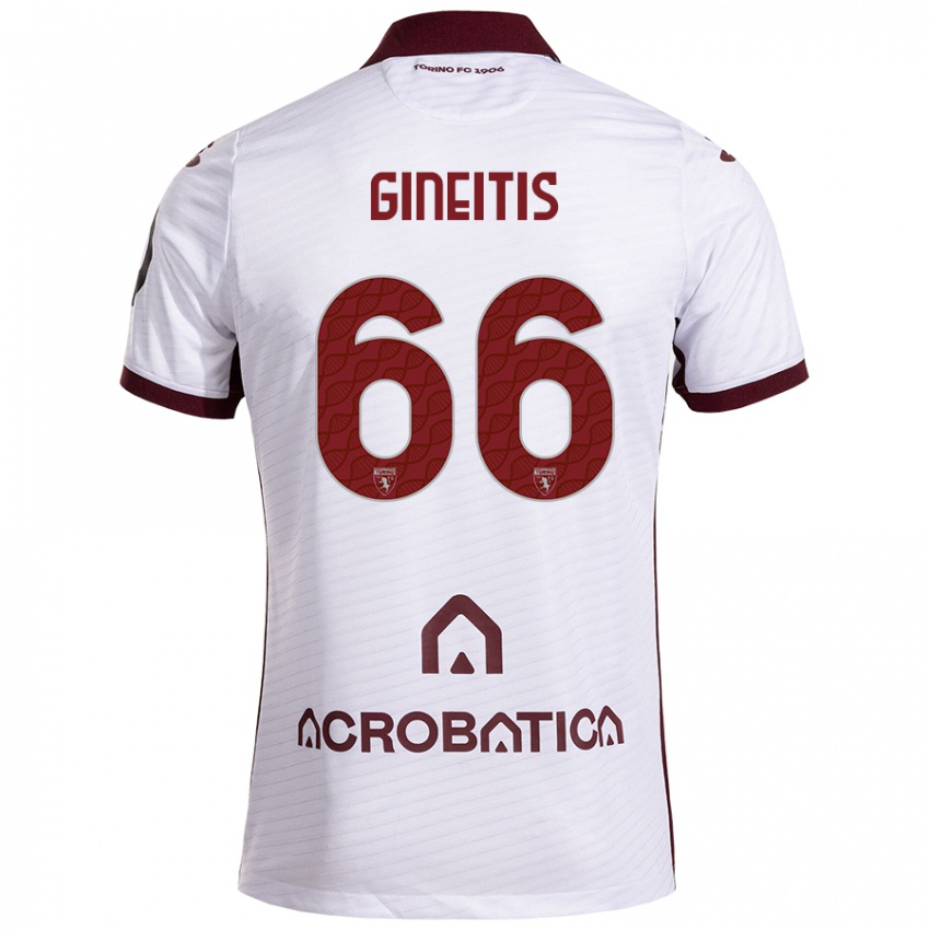 Niño Camiseta Gvidas Gineitis #66 Blanco Granate 2ª Equipación 2024/25 La Camisa México