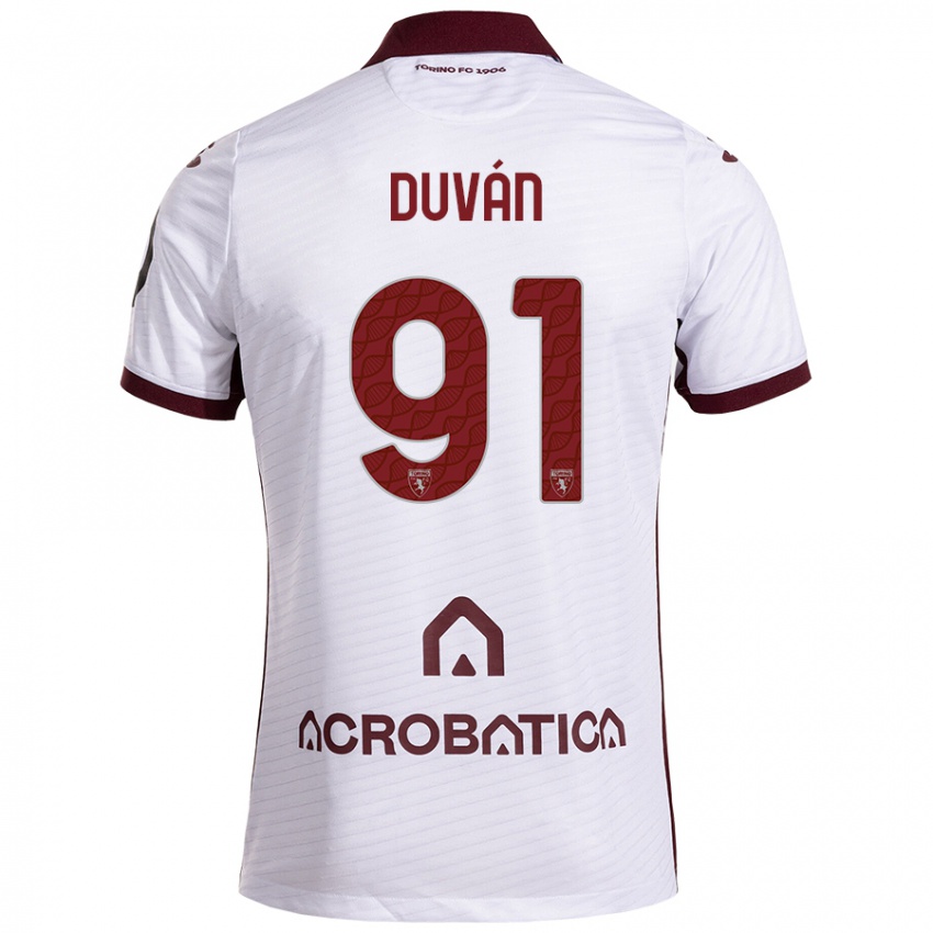 Niño Camiseta Duván Zapata #91 Blanco Granate 2ª Equipación 2024/25 La Camisa México