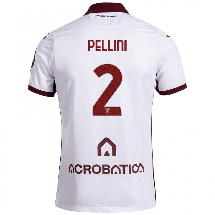 Niño Camiseta Mattia Pellini #2 Blanco Granate 2ª Equipación 2024/25 La Camisa México