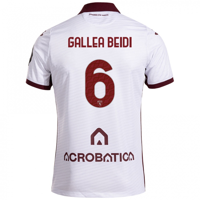 Niño Camiseta Francesco Gallea Beidi #6 Blanco Granate 2ª Equipación 2024/25 La Camisa México