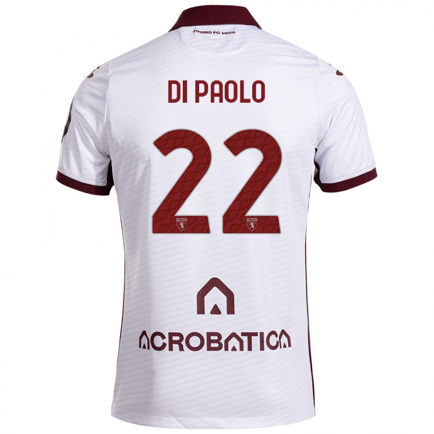 Niño Camiseta Sebastiano Di Paolo #22 Blanco Granate 2ª Equipación 2024/25 La Camisa México