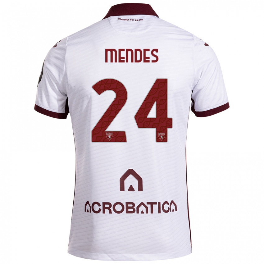 Niño Camiseta Rodrigo Mendes #24 Blanco Granate 2ª Equipación 2024/25 La Camisa México