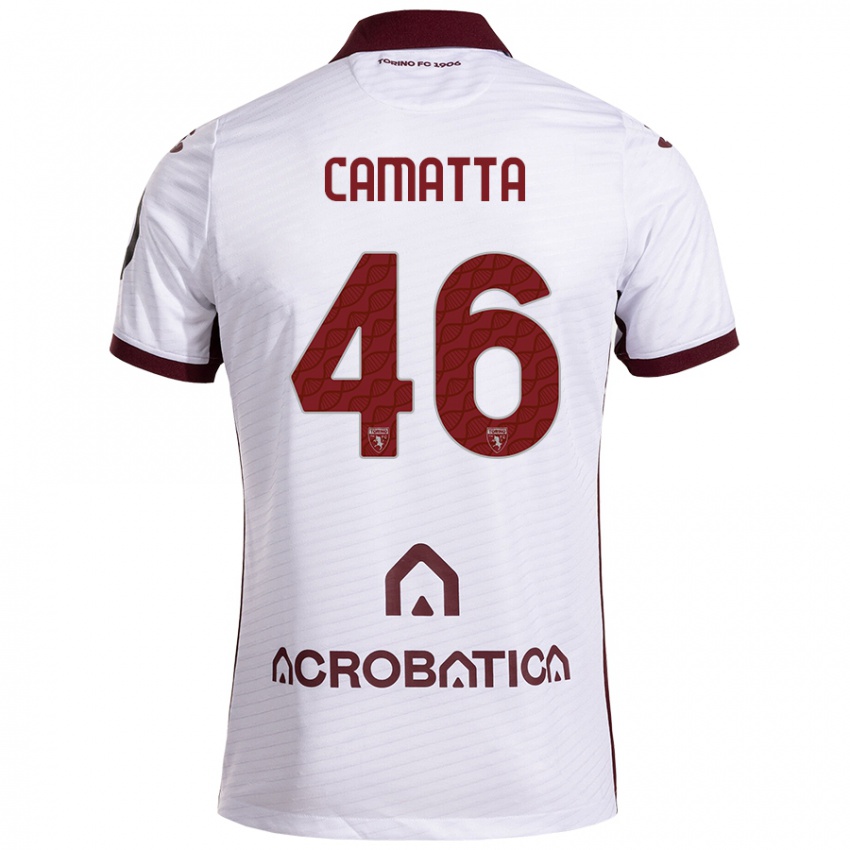 Niño Camiseta Alessandro Camatta #46 Blanco Granate 2ª Equipación 2024/25 La Camisa México