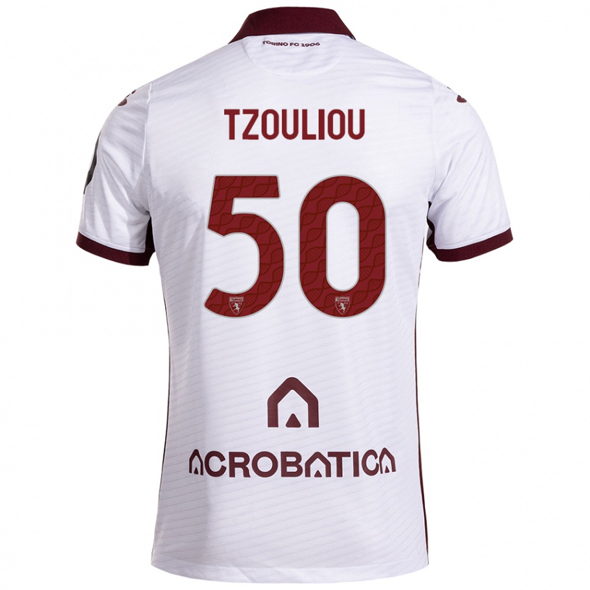 Niño Camiseta Dimitrianos Tzouliou #50 Blanco Granate 2ª Equipación 2024/25 La Camisa México