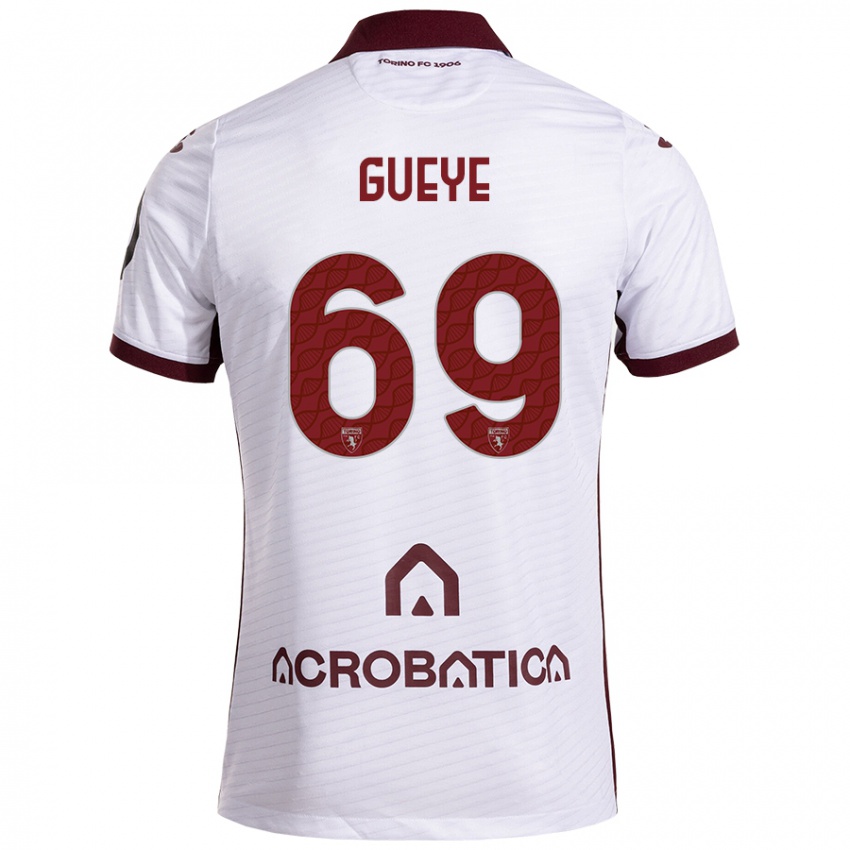 Niño Camiseta Ousmane Gueye #69 Blanco Granate 2ª Equipación 2024/25 La Camisa México