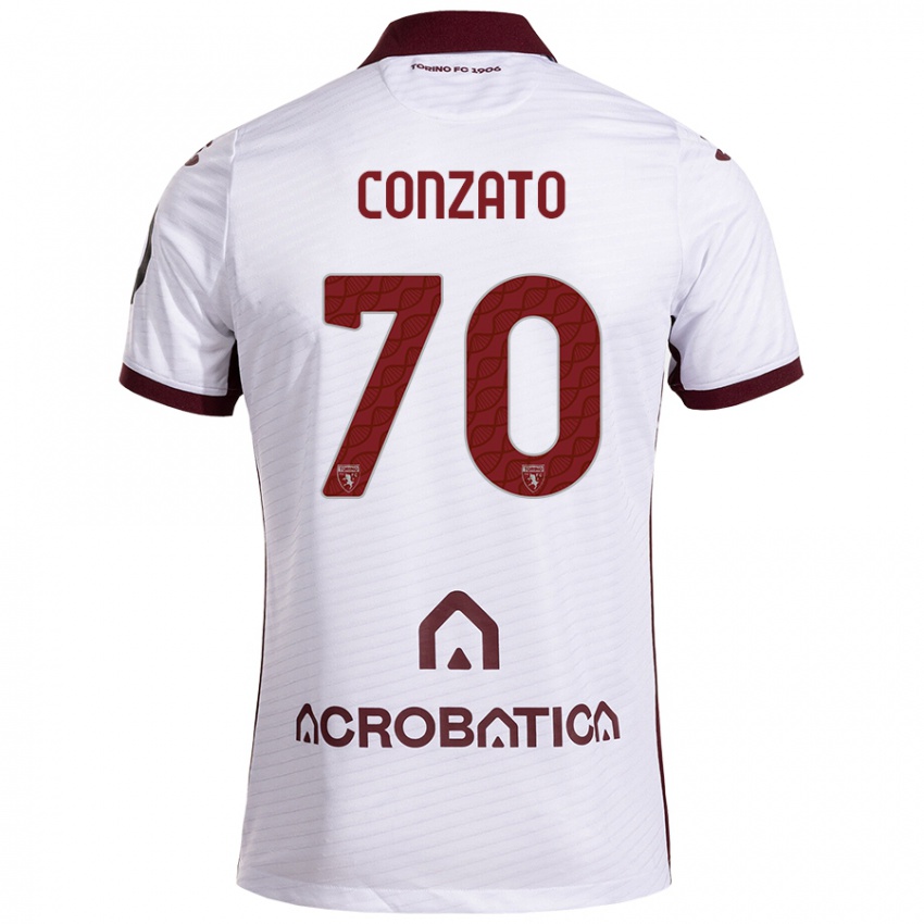 Niño Camiseta Filippo Conzato #70 Blanco Granate 2ª Equipación 2024/25 La Camisa México