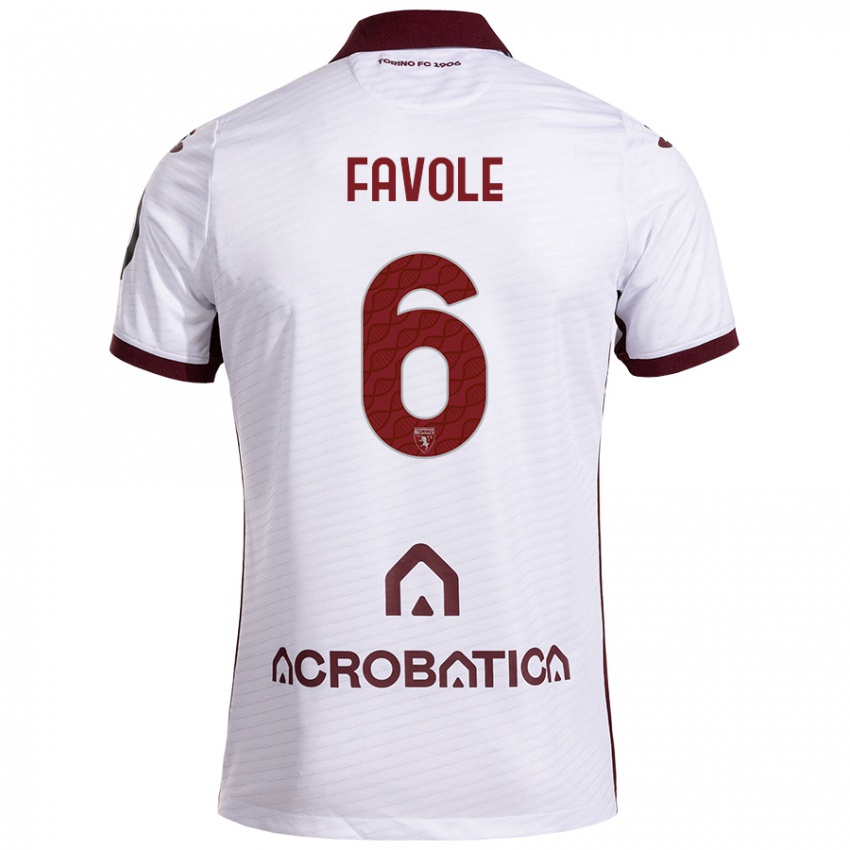 Niño Camiseta Stefania Favole #6 Blanco Granate 2ª Equipación 2024/25 La Camisa México