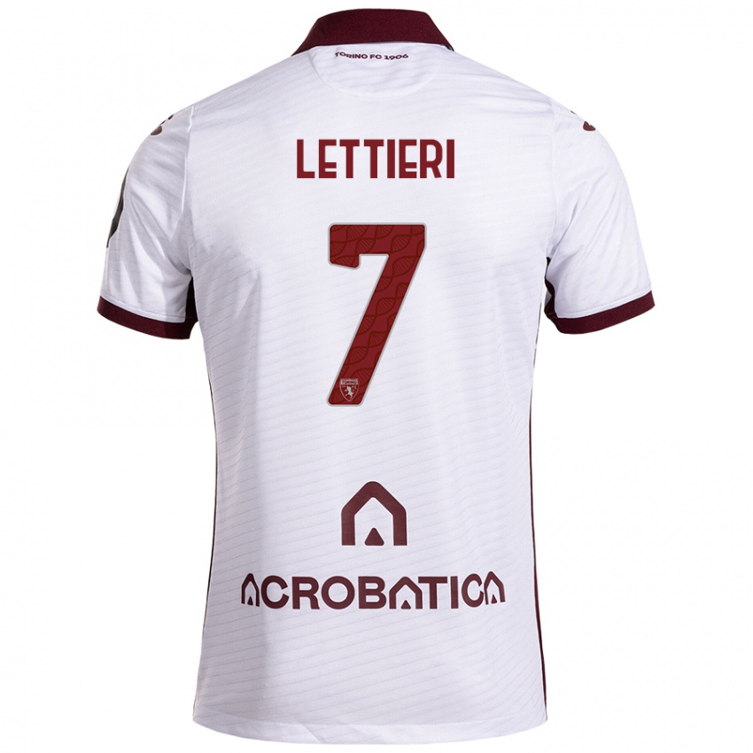 Niño Camiseta Jessica Lettieri #7 Blanco Granate 2ª Equipación 2024/25 La Camisa México