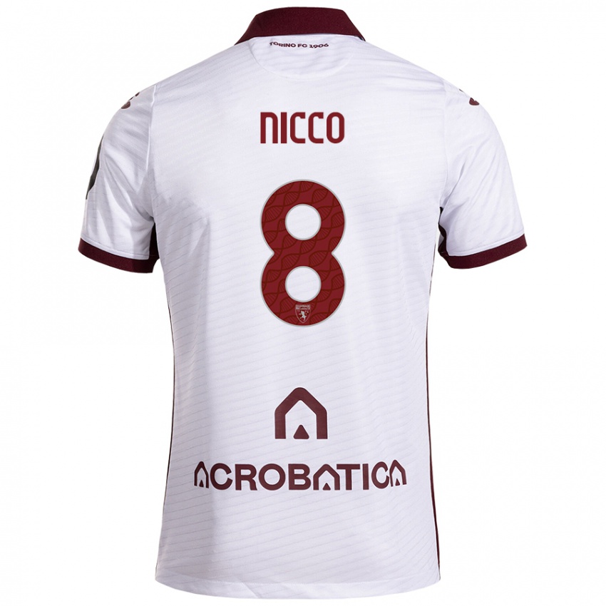 Niño Camiseta Giada Nicco #8 Blanco Granate 2ª Equipación 2024/25 La Camisa México