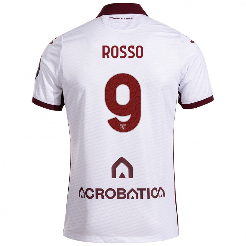 Niño Camiseta Eleonora Rosso #9 Blanco Granate 2ª Equipación 2024/25 La Camisa México